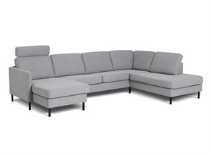 Visby sofa med open end og chaiselong - Model 13 med smal arm L 304 - FAST LAVPRIS